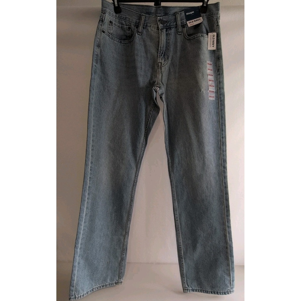 Old Navy Men's Straight Light Wash Blue Jeans Tag Sz 34x34 Actual Sz 34x31.5 NWT